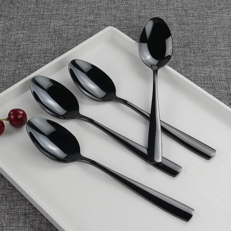 Teyyvn 16-Pack Black Stainless Steel Dinner Spoon, 8.03 Inches, Mirror Polished - Image 4